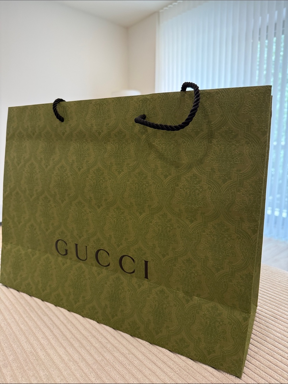 Gucci Olive Green Patterned shopping bag